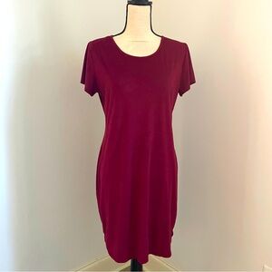 Vibe Sportswear Suede Bodycon Dress‎ XL Maroon Red Preppy Athleisure Streetwear